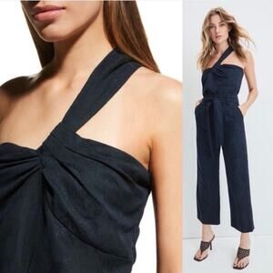 Veronica Beard $328 Belinda Top Linen Model Black Jacquard Pattern Summer Sz 8